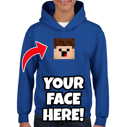 Minefaces Custom Kids Size Hoodie - Your Face Here!