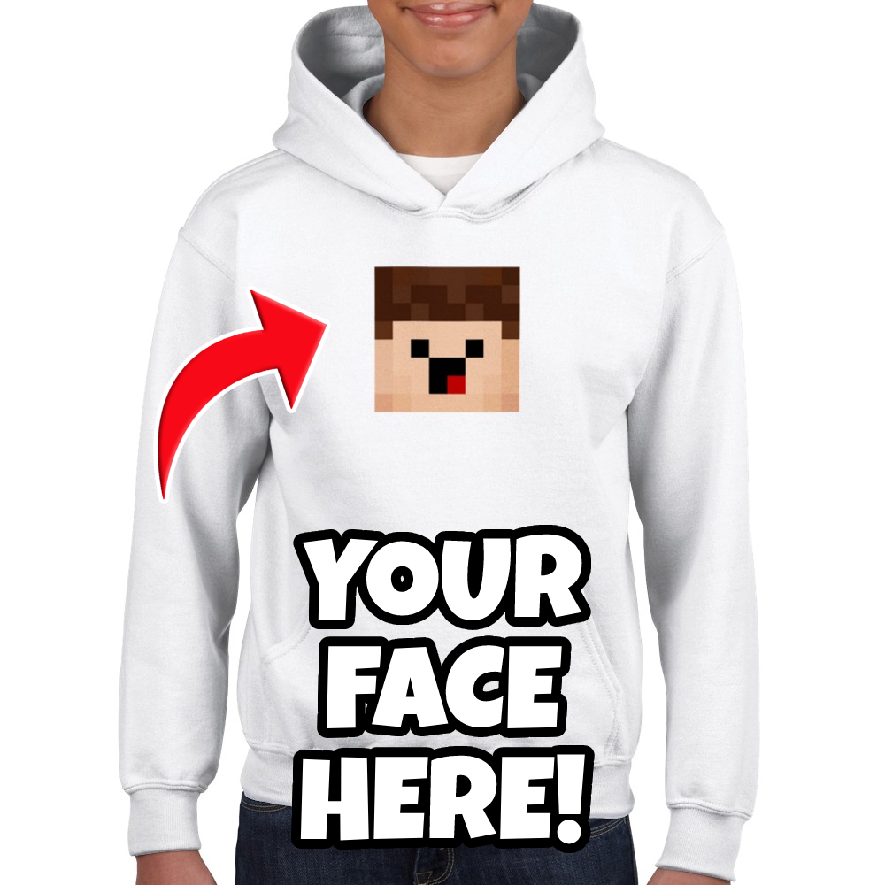 Minefaces Custom Kids Size Hoodie - Your Face Here!